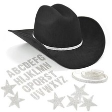 Cowboy Hats for Women Rhinestone Cowgirl Hat Felt Western 6 3/4-7 3/8 Black