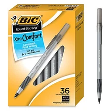  Round Stic Grip Xtra Comfort Ballpoint Pen, Medium Point (1.2mm), Black, Soft 