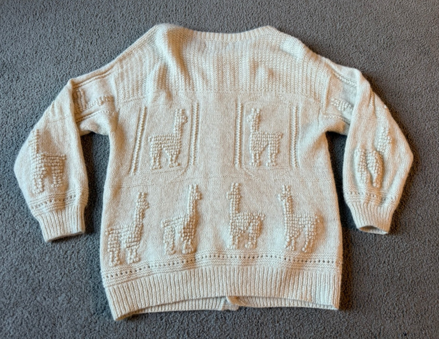 Alpaca Connection Beige Handmade Button Front Car… - image 2