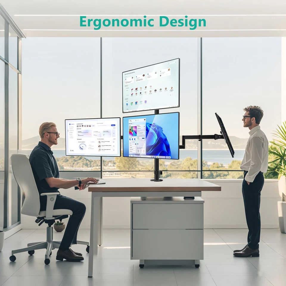 Quad Monitor Mount for 13-27 Inch Screens, Fully Adjustable 4 Monitor Stand w... - Image 4 of 4