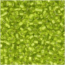 Miyuki Seed Beads Round Size 11/0, 24 Gram Tube Silver Lined Chartreuse Green