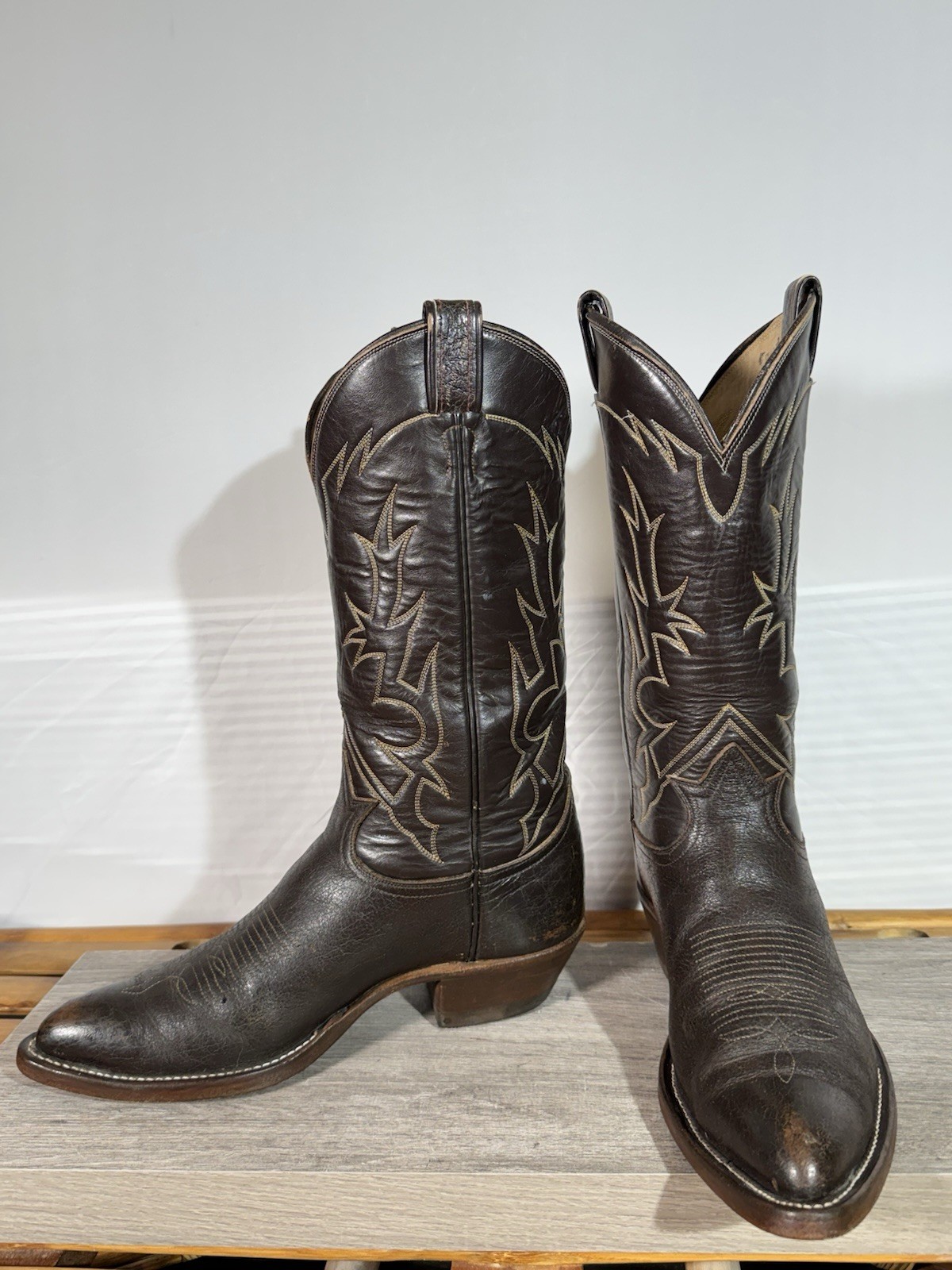 Tony Lama Men’s Vintage Exotic Cowboy Boots Size 8.5 D Gold Label Caribou J-toe
