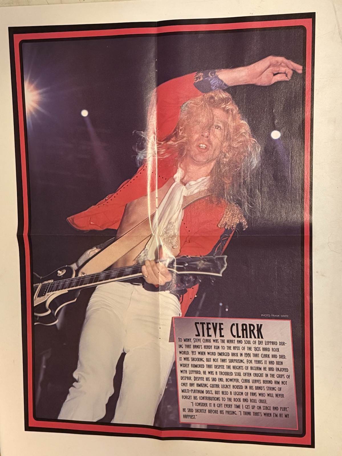 STEVE CLARK Def Leppard Pinup Magazine Poster 2sided Jimi Hendrix 15.5x21.5 RARE