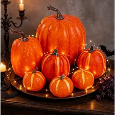 Foam Pumpkin Decor Set 7 Pieces Realistic Texture for Seasonal Display