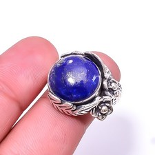 Natural Lapis Lazuli 925 Sterling Silver Ring s.5.5 R10, Christmas Gift