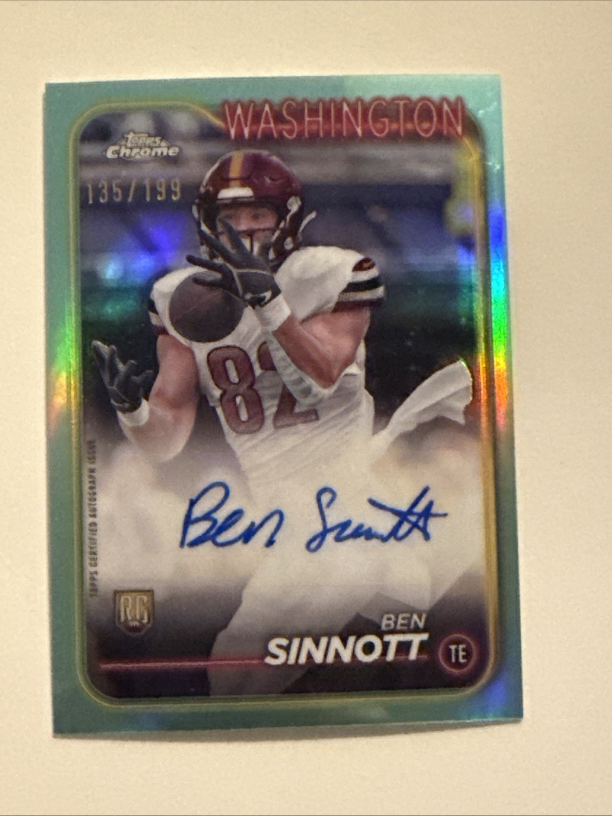 Ben Sinnott Topps Chrome Rookie Autographs Variations #RABSI Aqua Refractor