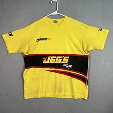 Vintage 90s Jegs Performance Racing Nascar Drag Racing T Shirt Adult XL Yellow