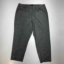 Talbots Trouser Pants Womens 14P Petite Linen Blend Grey Stretch Tapered Modern