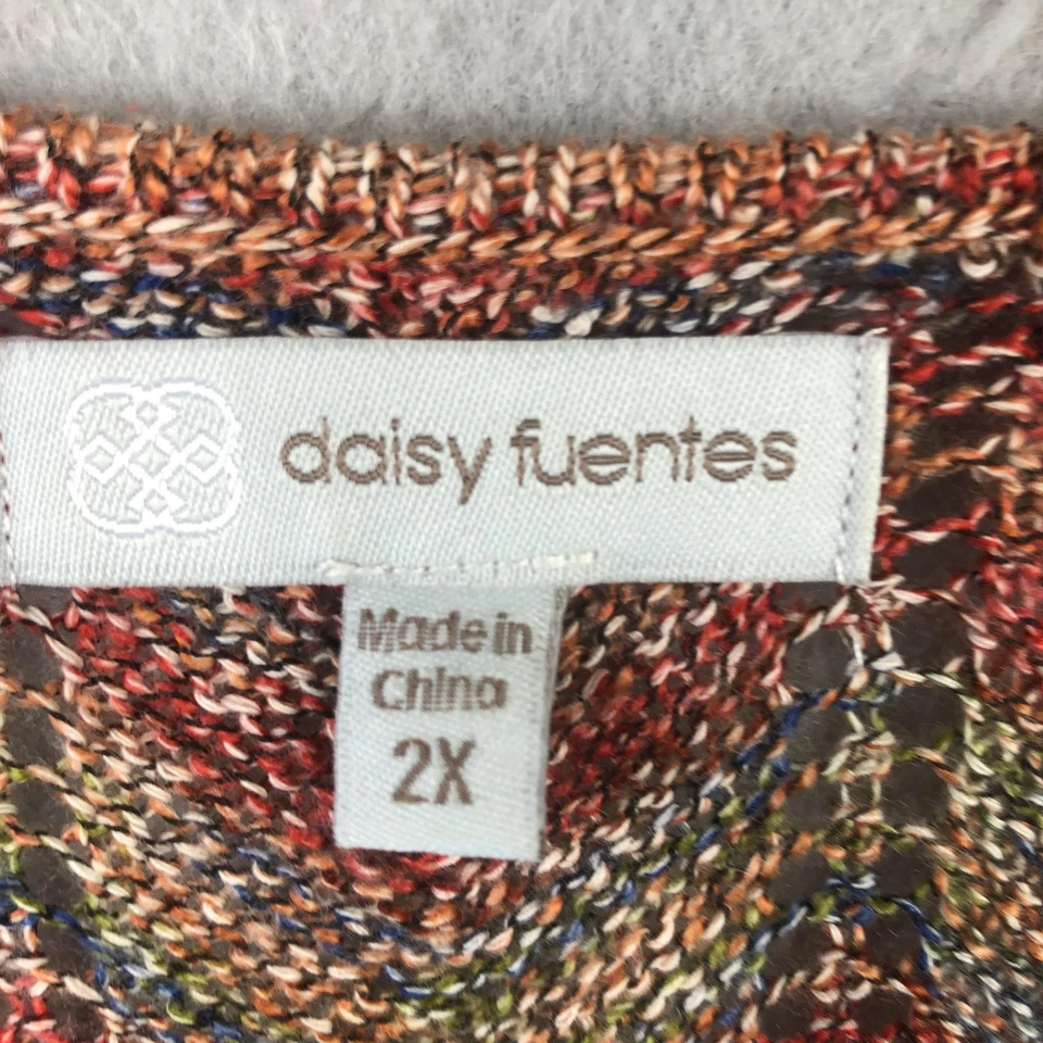 Daisy Fuentes Sweater Womens 2X Open Front Chevron Cardigan Duster WST-3600 - Image 3 of 4