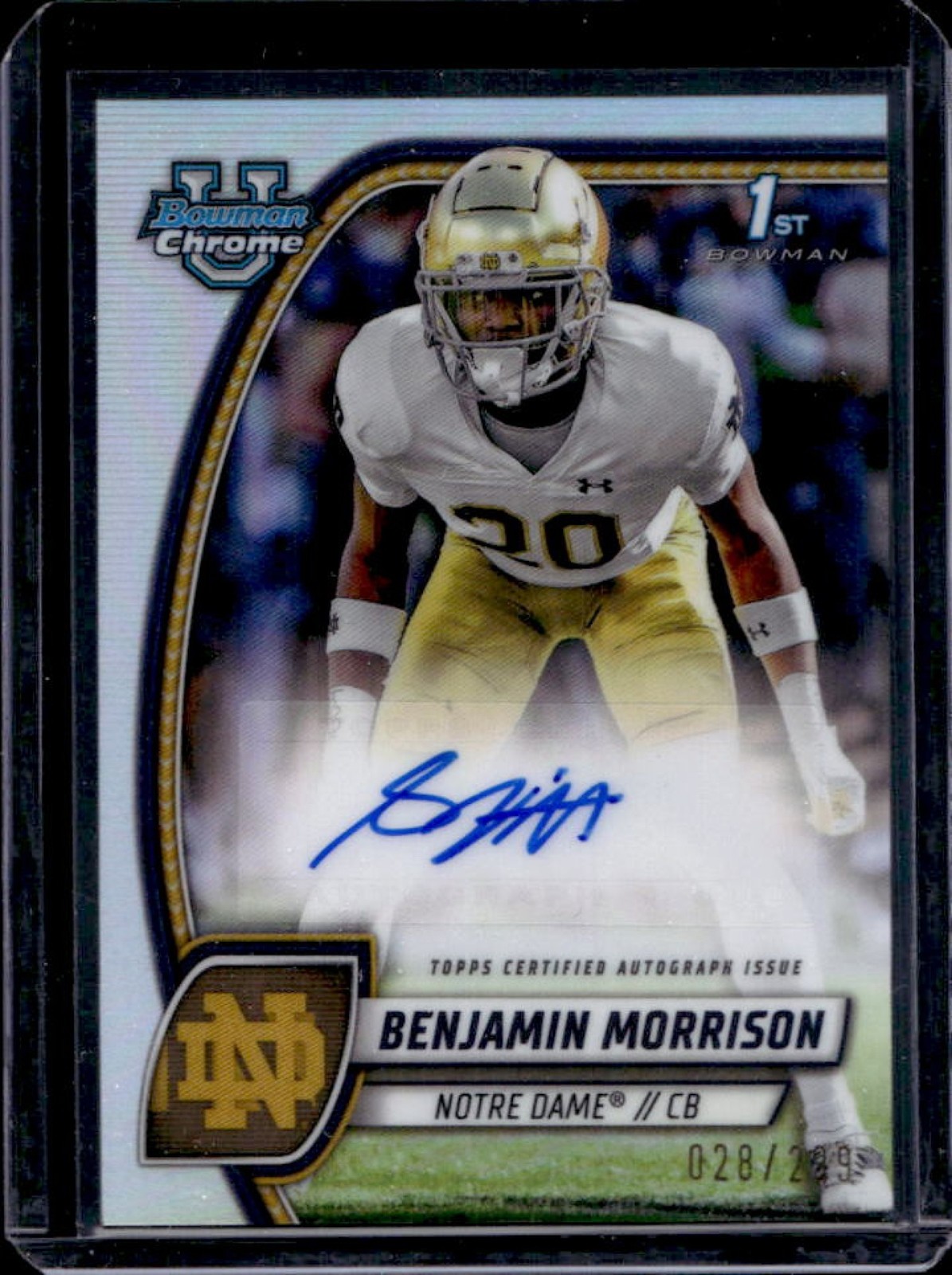 2024 Bowman Chrome University Benjamin Morrison Prospect Auto Refractor #/299