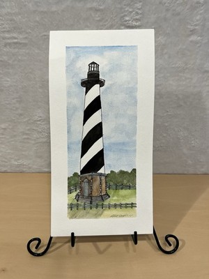 Sarah Haden Signed Lighthouse Watercolor Painting Coastal Art on Paper