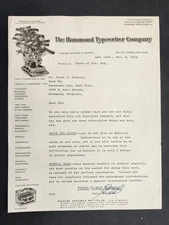 1922 antique HAMMOND TYPEWRITER Co LETTERHEAD not satisfied MULTIPLEX HAMMOND
