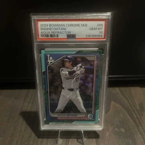 2024 BOWMAN CHROME MEGA BOX 85 SHOHEI OHTANI AQUA REFRACTOR /299 PSA 10 GEM MINT