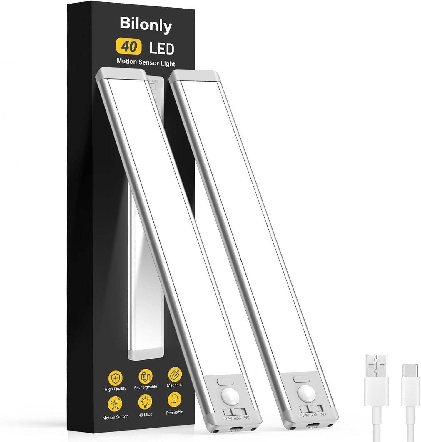 Motion Sensor Light Indoor Rechargeable Under Cabinet Kitchen Light 2 Pack