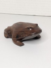 Vintage Smooth Wooden Hand Carved Frog Toad Rustic Folkart Unmarked