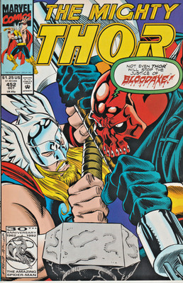 THOR #452  BLOODAXE * MEPHISTO  TALES OF ASGARD  MARVEL  1992  NICE!!!