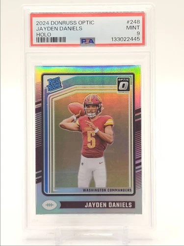 JAYDEN DANIELS 2024 DONRUSS OPTIC RATED ROOKIE HOLO PRIZM MINT RC PSA 9 Q5533