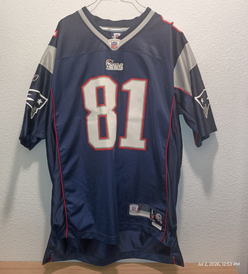 Reebok New England Patriots Randy Moss #81 NFL Blue Jersey Size L