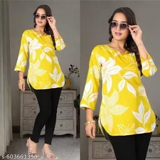 Printed Cotton Kurti/Tops/Tunics/Kurtas For Women's Party Fashion Outfit Gift