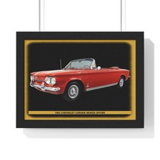 Poster iconico 1963 Chevrolet Corvair Monza Spyder - Auto d'epoca rossa convertibile