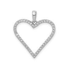 14k White Gold Open Heart Diamond Pendant Necklace for Women Pav  Anniversary