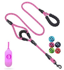 5 FT Heavy Duty Double Handle Dog Leash Padded Reflective Rope Small Large