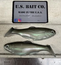 Weedless Swimbait 4” Color Green Gizzard Shad Lot Of 2 Baits