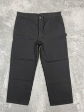 Carhartt Pants Mens 42x30  Black Loose Fit Washed Duck Utility Work Carpenter