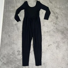 Mono B Jumpsuit Womens Large Black Square Neck Long Sleeve Modal Lounge KPZ12380