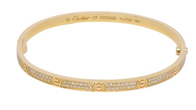 Cartier Love Bracelet Small Size 17cm 18k Yellow Gold Pave Diamond B/P N6726417