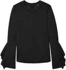 Banana Republic Black Couture Ruffle Sleeve Top 874704 NWT XS