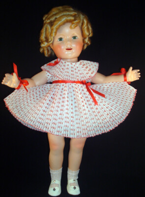 Shirley Temple Doll Red Dotted Swiss Pleated Dance Dress (no doll) by RubieMae