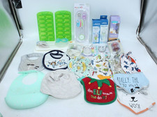 Toddler Baby Feeding Lot Bibs Plates Trays Pacifiers Bottles Munchkin Brushes