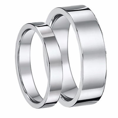 Platin His & Hers flacher Hof 3 mm & 5 mm Ehering