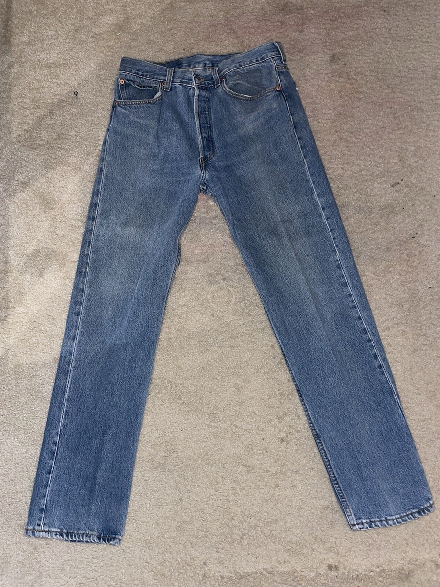 Levis 501 Men's Jeans 33x32 Distressed Denim Jeans Vintage Red Tab