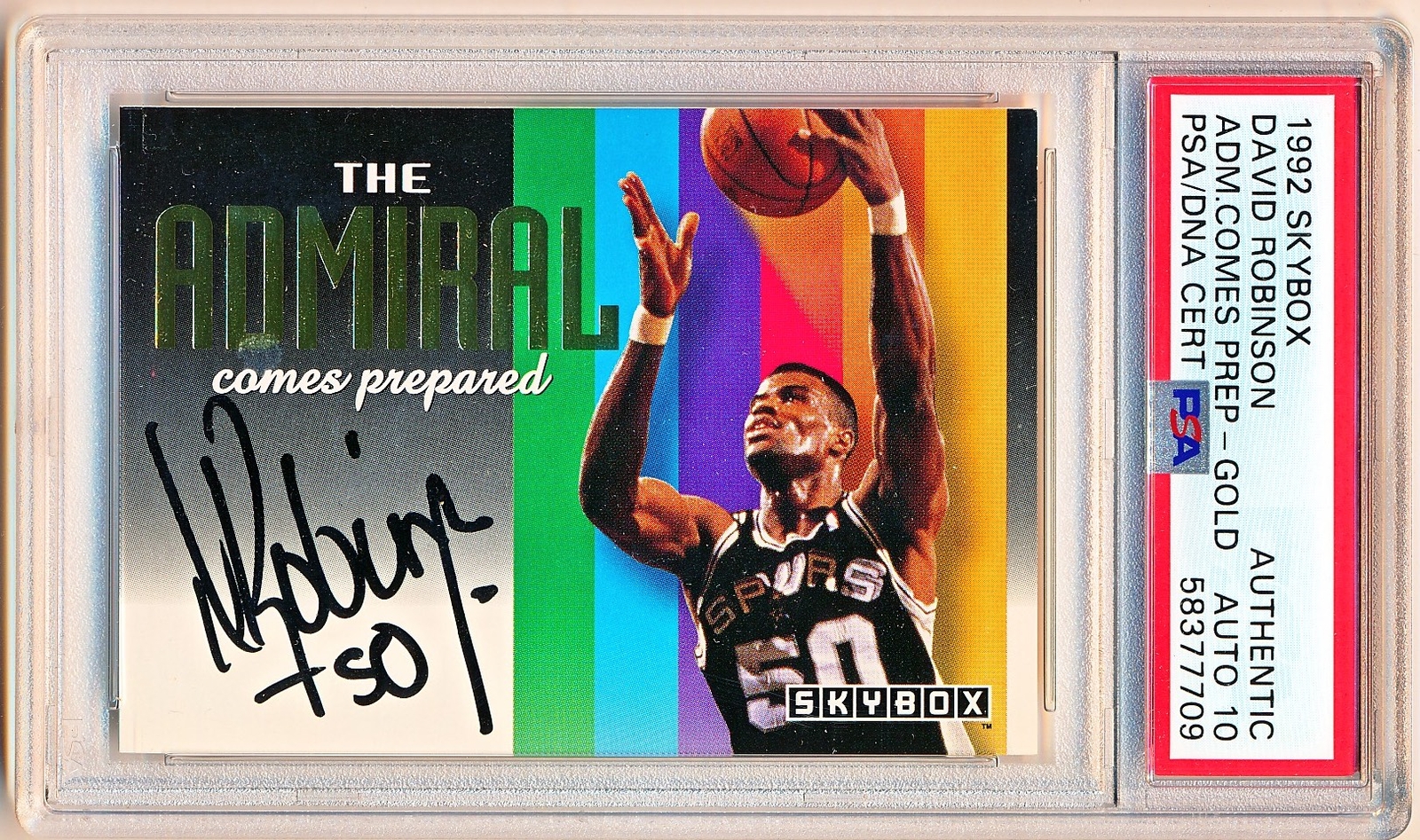 1992-93 Skybox David Robinson Admiral Comes Prepared Gold Auto #NNO PSA/DNA 10
