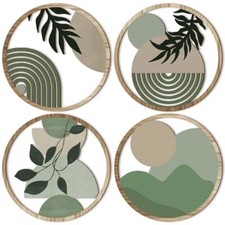 4 Pcs Boho Wall Art Wooden Bohemian Wall Decor Hanging Art Nursery Elegant