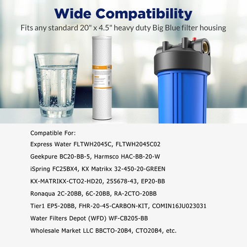 2x5 Micron 20"x4.5" Coconut Shell Carbon Block Water Filter for Big Blue Housing - Picture 10 of 12