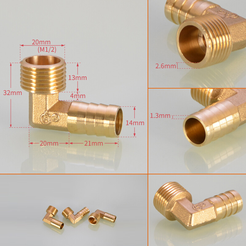BSP Brass Pipe Fitting Male Elbow Barb Hose Tail Connector Fuel Water