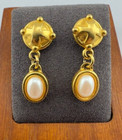 Signierte CAROLEE Vintage goldfarbene Kunstperlen Ohrhänger Ohrhänger