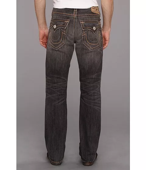 260 NEW TRUE RELIGION JEANS Mens Ricky Big QT Straight Low Black