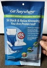 Go Anywhere Disposable Sanitary Headliner & Tray Liners Airplane New in Pack