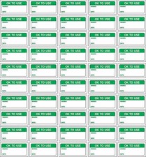 Quality control labels ok to use, signed and date