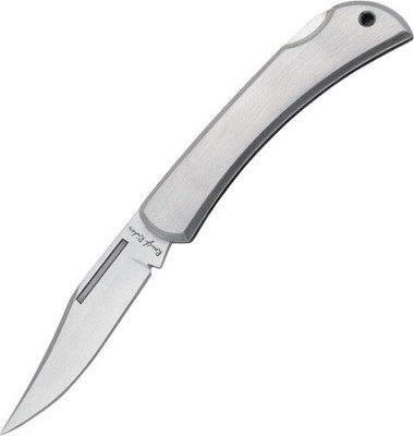 Rough Rider Lockback Knife RR221 Brushed stainless handles. 3'' closed. Stainless