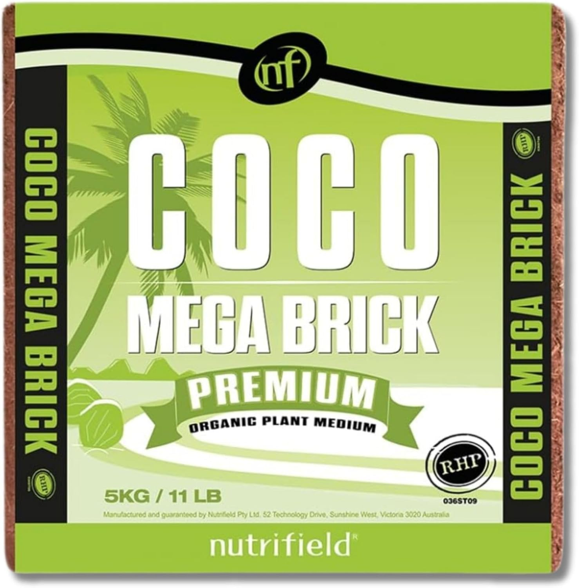 Coco Coir Mega Brick 11 lb Organic Pre-Washed, Buffered, RHP