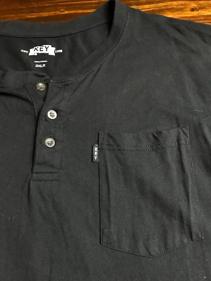 Key Shirt, Men's Size 2XL, Black, Long Sleeve with Pocket, 1/4 Button Up - Image 3 of 4