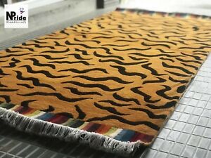 Tibetan Tiger Stripe Pattern Rug Wool, Tiger Print Rug