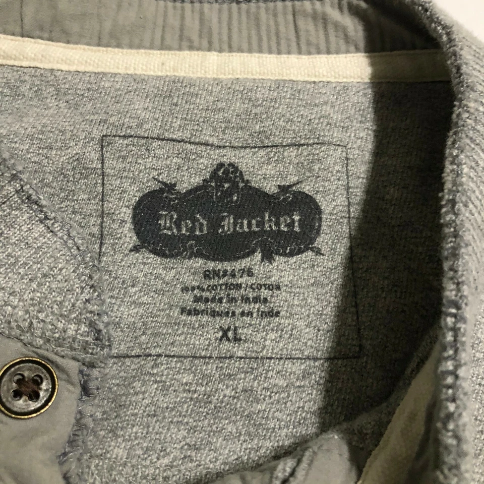 Meritage Napa Valley Mens LS Gray Henley light weight sweatshirt Sz XL Distress - Image 4 of 4