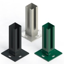 Bodenplatte für Eckpfosten 60x60mm Doppel-Stab Matten Zaun Adapter Fussplatte