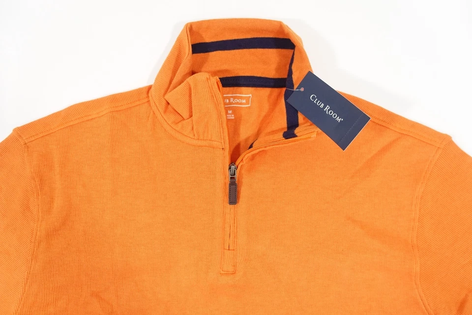 SUÉTER JERSEY CUELLO FALSO MEDIA CREMALLERA NARANJA CALABAZA CLUB ROOM PARA HOMBRE NUEVO CON ETIQUETAS NUEVO Foto 3 de 4